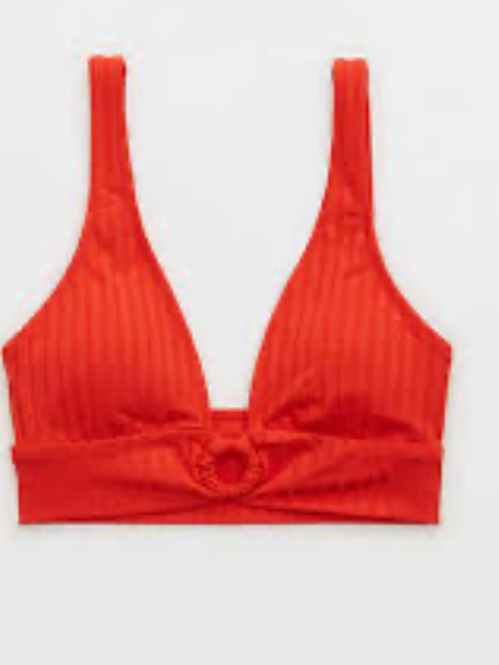 aerie Orange Ribbed Ring-Front Bikini Top